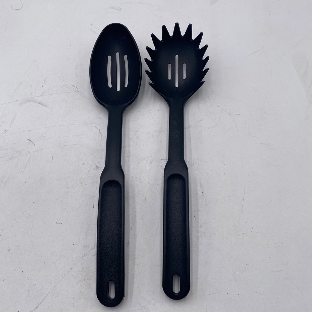 The Pampered Chef Nylon Slotted Spoon Pasta Fork Set Heat Resistant USA Made